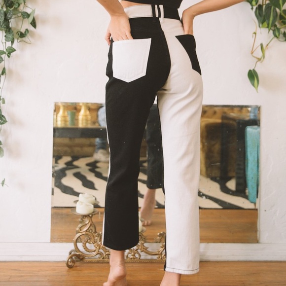 Revice Denim - NEW color blocked b&w high waisted jeans 27